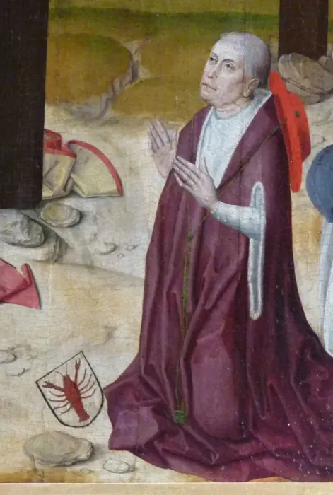 Framed Print : Nicholas of Cusa. Detail of the altar in the chapel of the St Nicholas Hospital, c. 1480. Artist: Master of the Life of the Virgin (active 1463-1490) Framed Print : Nicholas of Cusa. Detail of the altar in the chapel of the St Nicholas Hospital, c. 1480. Artist: Master of the Life of the Virgin (active 1463-1490)