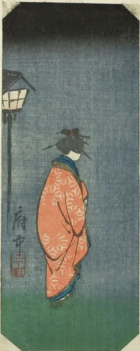Framed Print : Nichomachi in Fuchu, section of sheet no. 6 from the series Pictures of the Fifty-three... 1856. Creator: Ando Hiroshige. Nichomachi in Fuchu, section of sheet no. 6 from the series Pictures of the Fifty-three... 1856 Framed Print : Nichomachi in Fuchu, section of sheet no. 6 from the series Pictures of the Fifty-three... 1856. Creator: Ando Hiroshige. Nichomachi in Fuchu, section of sheet no. 6 from the series Pictures of the Fifty-three... 1856