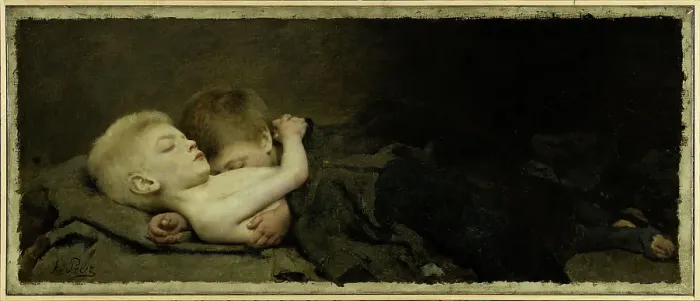 Framed Print : Un nid de misère, 1887. Creator: Fernand Pelez