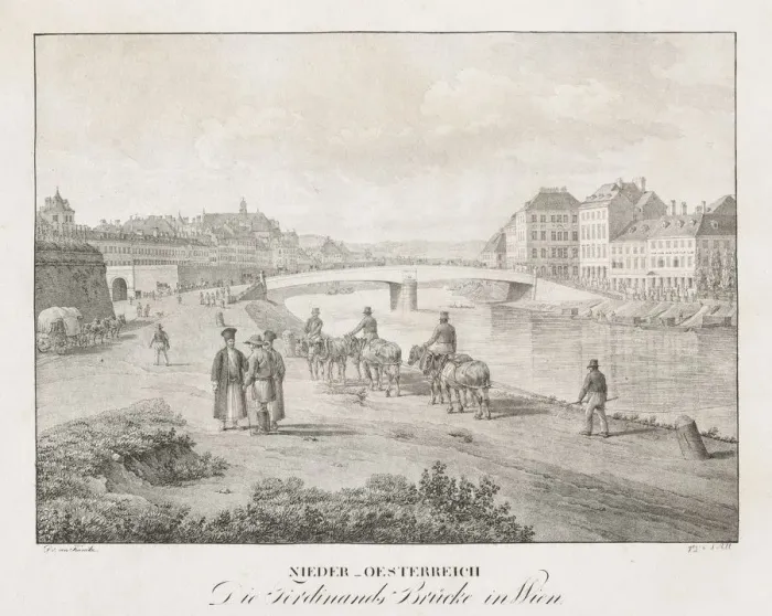 Framed Print : Nieder-oesterreich, Die Ferdinand Brucke in Wien. Creator: Jakob Alt (Austrian, 1789-1872) Framed Print : Nieder-oesterreich, Die Ferdinand Brucke in Wien. Creator: Jakob Alt (Austrian, 1789-1872)