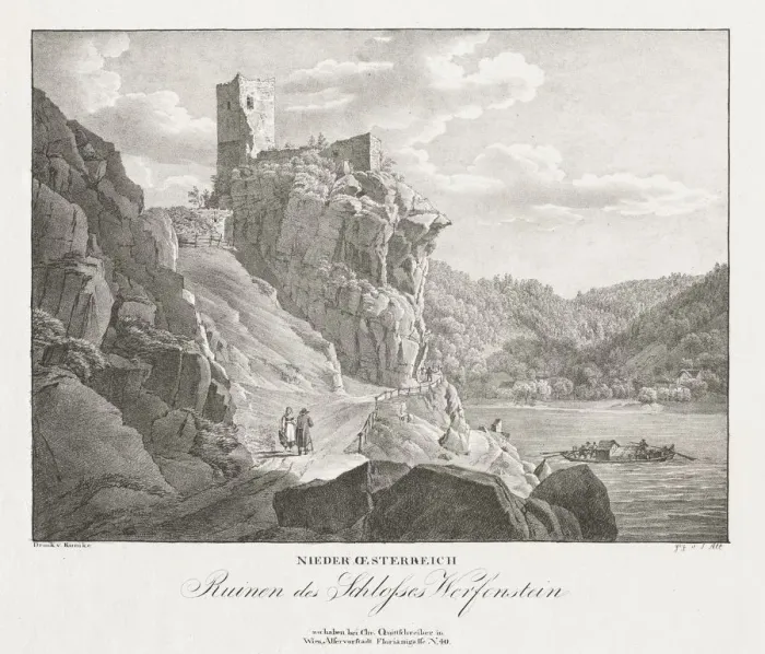 Framed Print : Nieder-oesterreich, Ruinen des Schlosses Werfenstein. Creator: Jakob Alt (Austrian, 1789-1872) Framed Print : Nieder-oesterreich, Ruinen des Schlosses Werfenstein. Creator: Jakob Alt (Austrian, 1789-1872)