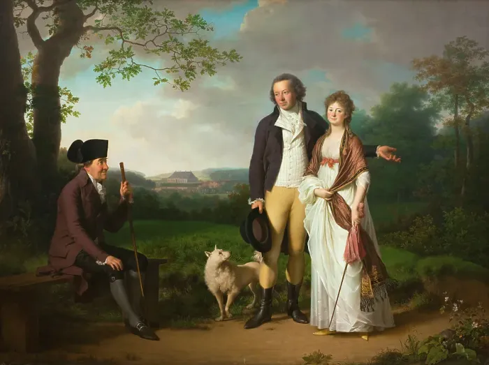 Framed Print : Niels Ryberg with his Son Johan Christian and his Daughter-in-Law Engelke, née Falbe, 1797. Creator: Jens Juel Framed Print : Niels Ryberg with his Son Johan Christian and his Daughter-in-Law Engelke, née Falbe, 1797. Creator: Jens Juel