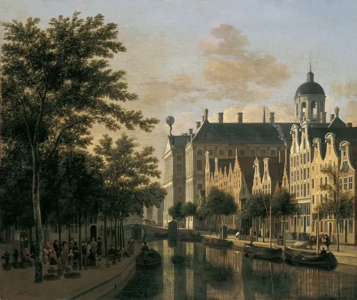 Framed Print : The Nieuwezijds Voorburgwal with the Flower Market, Amsterdam. Artist: Berckheyde, Gerrit Adriaensz (1638-1698) Framed Print : The Nieuwezijds Voorburgwal with the Flower Market, Amsterdam. Artist: Berckheyde, Gerrit Adriaensz (1638-1698)