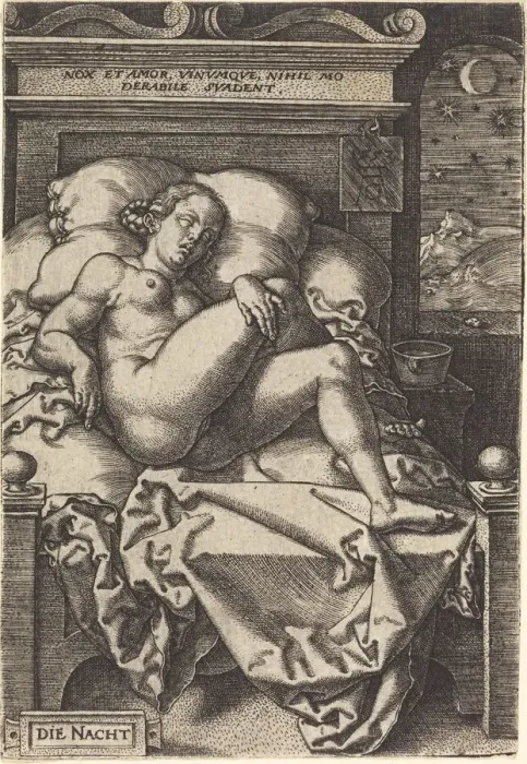 Framed Print : The Night, 1553. Creator: Heinrich Aldegrever Framed Print : The Night, 1553. Creator: Heinrich Aldegrever