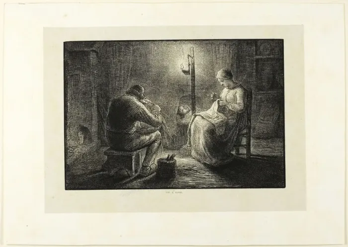 Framed Print : Night, 1860. Creator: Jacques-Adrien Lavieille Framed Print : Night, 1860. Creator: Jacques-Adrien Lavieille