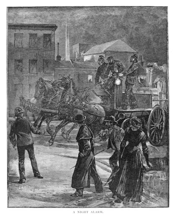 Framed Print : A Night Alarm, 1886. Artist: Julian Ashton Framed Print : A Night Alarm, 1886. Artist: Julian Ashton