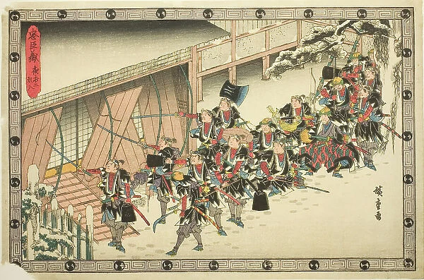 The Night Attack, Part 2: Breaking In (Youchi ni, rannyu), from the series 'The Revenge...c.1834 / 39. Creator: Ando Hiroshige. The Night Attack, Part 2: Breaking In (Youchi ni, rannyu), from the series 'The Revenge...c.1834 / 39