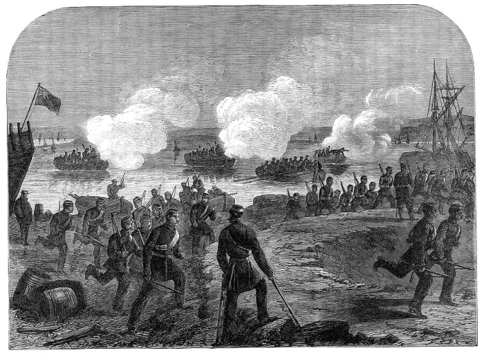 Framed Print : Night attack of the Kent Artillery Volunteers in Ore Creek, near Faversham, 1864. Creator: Unknown Framed Print : Night attack of the Kent Artillery Volunteers in Ore Creek, near Faversham, 1864. Creator: Unknown