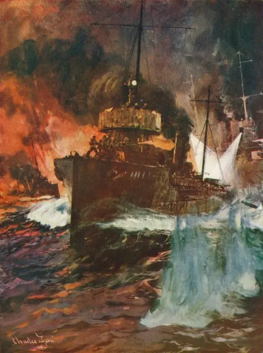 Framed Print : A Night Attack. Torpedo-Boats at Work, c1918 (1919) Artist: Charles Dixon Framed Print : A Night Attack. Torpedo-Boats at Work, c1918 (1919) Artist: Charles Dixon
