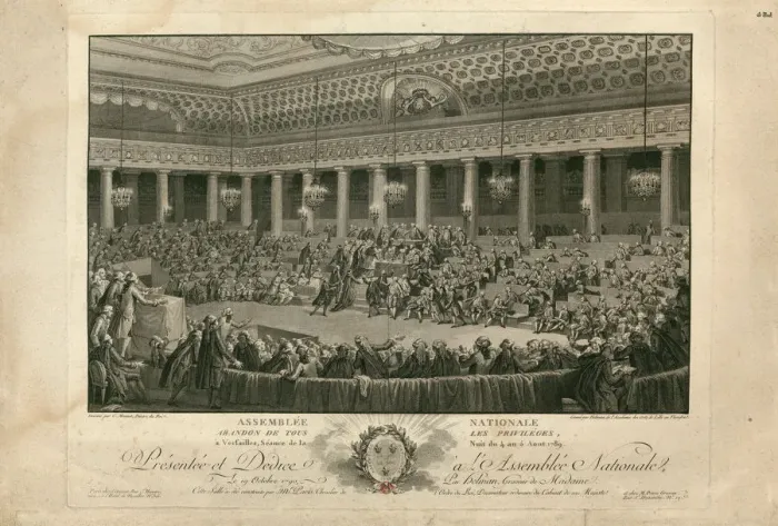 Framed Print : The Night of August 4, 1789 in the National Assembly, 1790. Creator: Helman, Isidore Stanislas Framed Print : The Night of August 4, 1789 in the National Assembly, 1790. Creator: Helman, Isidore Stanislas