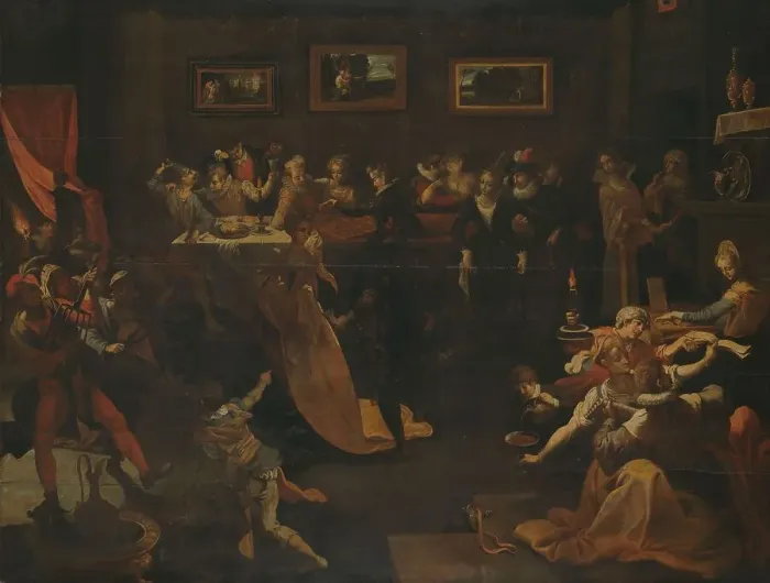 Framed Print : Night Banquet and Masquerade, 1580-1630. Creator: Joos van Winghe Framed Print : Night Banquet and Masquerade, 1580-1630. Creator: Joos van Winghe