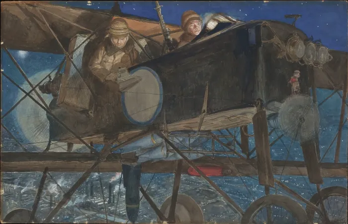 Framed Print : Night bombing, 1918. Creator: Flameng, Francois (1856-1923) Framed Print : Night bombing, 1918. Creator: Flameng, Francois (1856-1923)