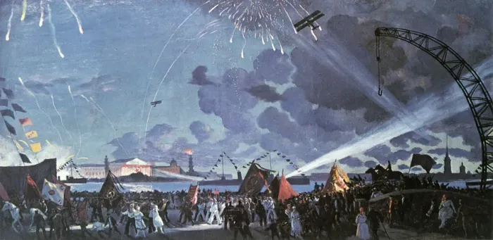 Framed Print : Night celebration on the Neva, 1923. Artist: Boris Mikhajlovich Kustodiev Framed Print : Night celebration on the Neva, 1923. Artist: Boris Mikhajlovich Kustodiev