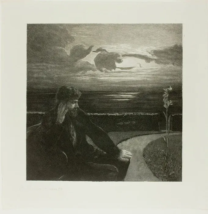 Framed Print : Night, from On Death Part I, 1888-89. Creator: Max Klinger Framed Print : Night, from On Death Part I, 1888-89. Creator: Max Klinger