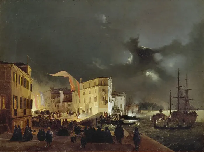 Framed Print : Night Festival in San Pietro di Castello, 1841 Framed Print : Night Festival in San Pietro di Castello, 1841