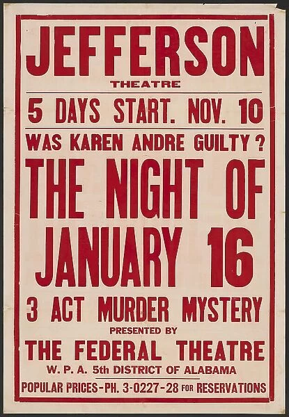 The Night of January 16th, Birmingham, AL, 1936. Creator: Unknown