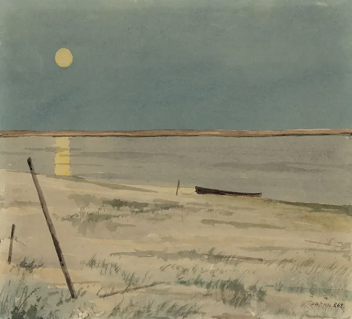 Framed Print : Night Landscape, 1928. Creator: Nikolaj Dmitrievic Travin Framed Print : Night Landscape, 1928. Creator: Nikolaj Dmitrievic Travin