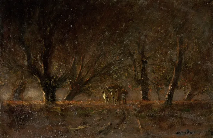 Framed Print : Night Landscape with Ox-Yoke, 1895-1900. Creator: Ladislav Mednyanszky Framed Print : Night Landscape with Ox-Yoke, 1895-1900. Creator: Ladislav Mednyanszky