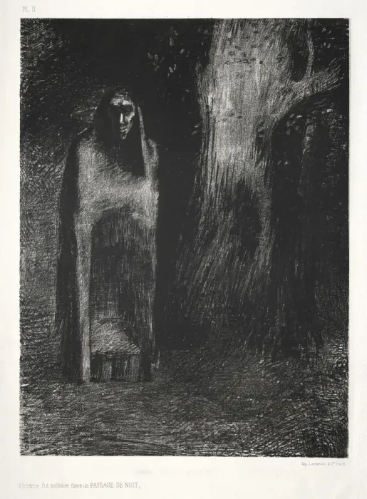 Framed Print : The Night: The Man Was Alone in a Night Landscape, 1886. Creator: Lemercier & Cie Framed Print : The Night: The Man Was Alone in a Night Landscape, 1886. Creator: Lemercier & Cie