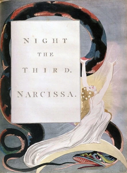 Night the Third Narcissa, title-page from the Nights of Edward Youngs Night Thoughts, c1797. Artist: William Blake