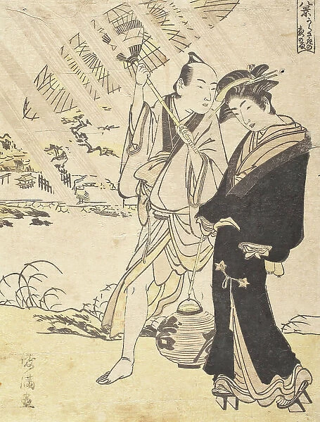Night Rain Karasaki (image 2 of 2), Early 1780s. Creator: Kubo Shunman