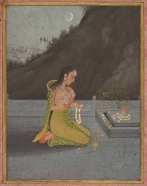 A Night Scene of Shiva Puja, c. 1760-70. Creator: Muhammad Rizavi Hindi (Indian, active mid-1700s)