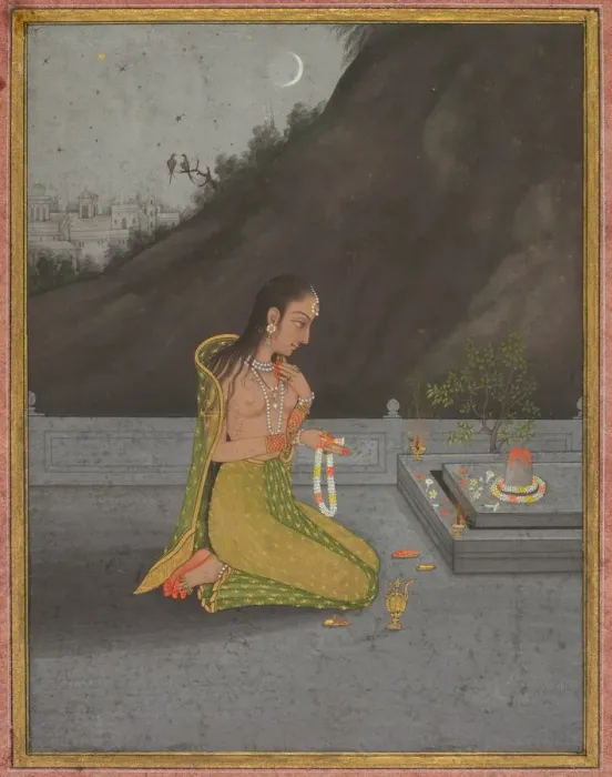 Framed Print : A Night Scene of Shiva Puja, c. 1760-70. Creator: Muhammad Rizavi Hindi (Indian, active mid-1700s) Framed Print : A Night Scene of Shiva Puja, c. 1760-70. Creator: Muhammad Rizavi Hindi (Indian, active mid-1700s)