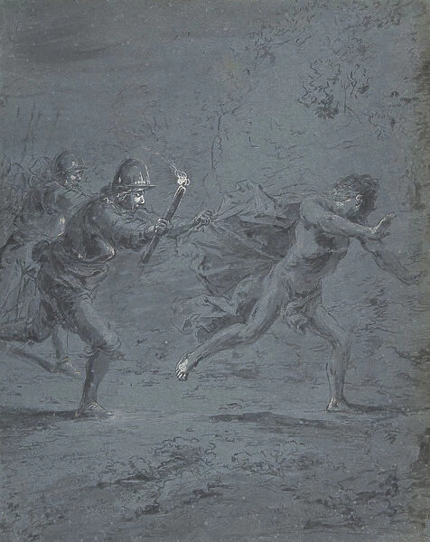 Night scene with soldiers chasing a fugitive (Mark XIV, 5-52), 1611-74