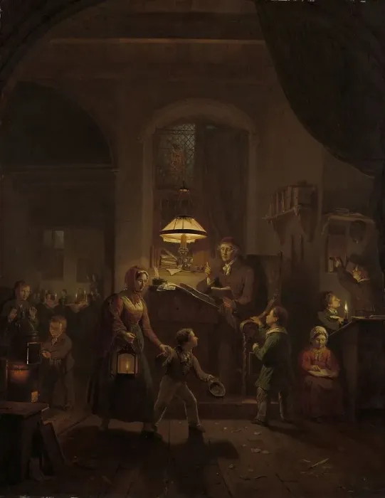 Framed Print : The Night School, 1835. Creator: George Gillis Haanen Framed Print : The Night School, 1835. Creator: George Gillis Haanen