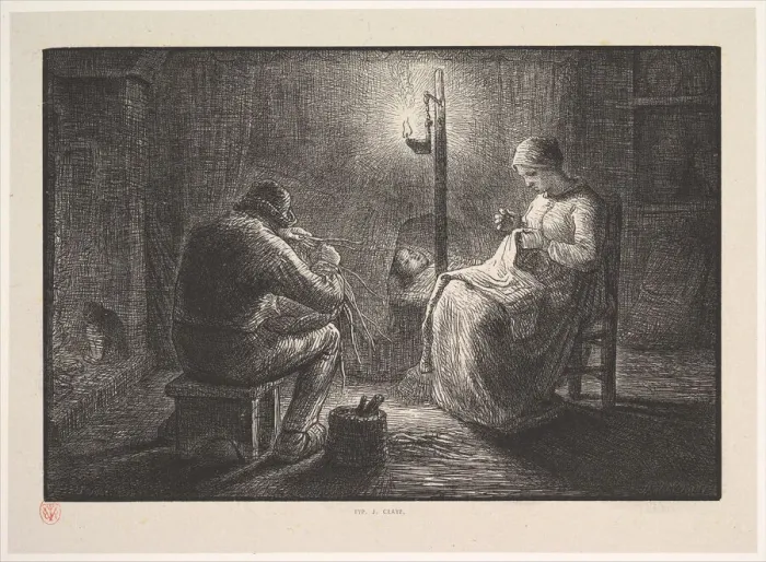 Framed Print : Night, from the series, Four Times of the Day, 1830-75. Creator: Jacques-Adrien Lavieille Framed Print : Night, from the series, Four Times of the Day, 1830-75. Creator: Jacques-Adrien Lavieille