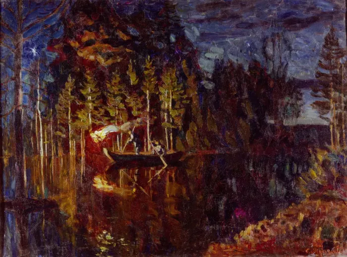 Framed Print : Night spear fishing in spring, 1916. Artist: Zhukovsky, Stanislav Yulianovich (1873-1944) Framed Print : Night spear fishing in spring, 1916. Artist: Zhukovsky, Stanislav Yulianovich (1873-1944)