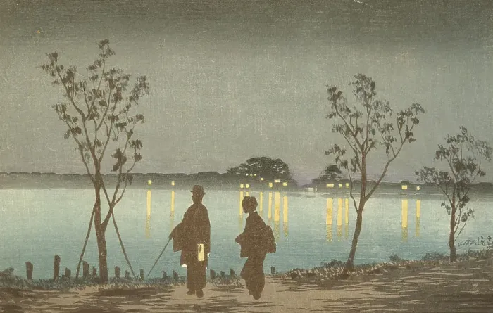 Framed Print : Night on the Sumida River, 1881. Creator: Kobayashi Kiyochika Framed Print : Night on the Sumida River, 1881. Creator: Kobayashi Kiyochika