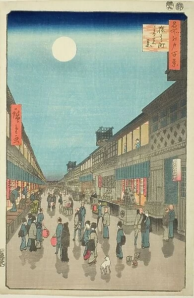 Night View of Saruwaka-machi (Saruwaka-machi yoru no kei), from the series One Hundred... 1856. Creator: Ando Hiroshige