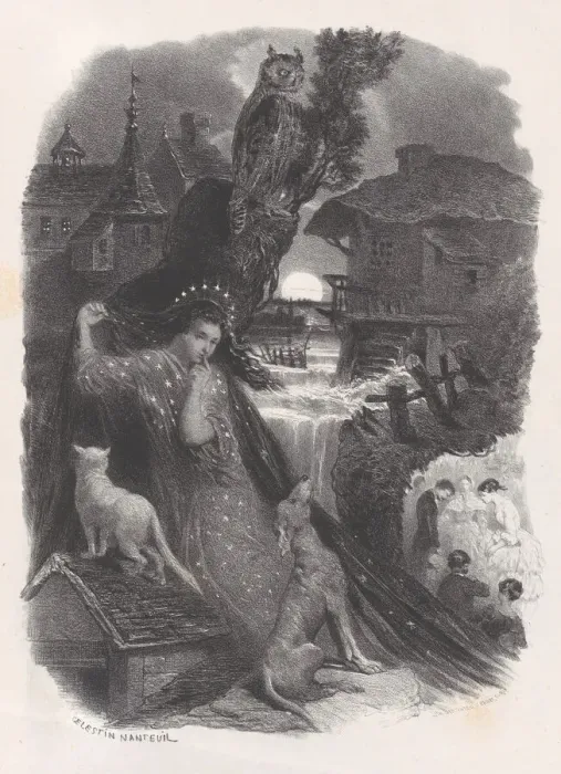 Framed Print : Night; vignette of girl in 18th century costume picking roses on verso, ca. 1830-65 Framed Print : Night; vignette of girl in 18th century costume picking roses on verso, ca. 1830-65