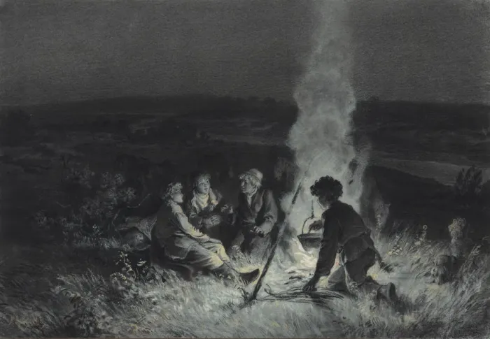 Framed Print : The Night Watch. Illustration for Sketches from a Hunters Album by I. Turgenev, 1883-1884 Framed Print : The Night Watch. Illustration for Sketches from a Hunters Album by I. Turgenev, 1883-1884