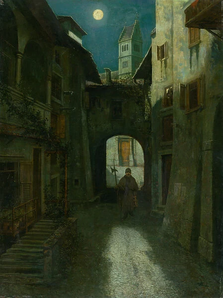 Night Watch in the Old Town, 1880. Creator: Majsch, Eduard (1841-1904)