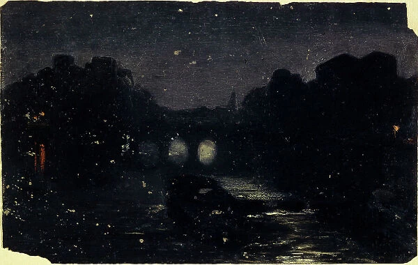 Nightfall on the banks of the Seine, c1870. Creator: Charles-Emile Cuisin