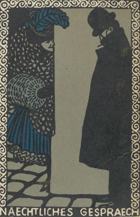 Framed Print : Nightly Conversations (Naechtliches Gespraech), 1907. Creator: Moritz Jung Framed Print : Nightly Conversations (Naechtliches Gespraech), 1907. Creator: Moritz Jung