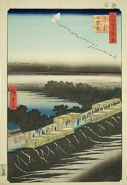 Nihon Embankment, Yoshiwara (Yoshiwara Nihonzutsumi), from the series 'One... 1857. Creator: Ando Hiroshige. Nihon Embankment, Yoshiwara (Yoshiwara Nihonzutsumi), from the series 'One... 1857. Creator: Ando Hiroshige