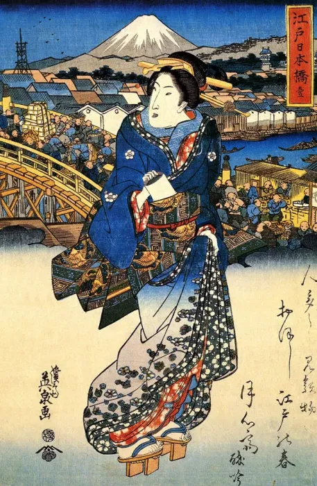 Framed Print : Nihonbashi in Edo, 1852 Framed Print : Nihonbashi in Edo, 1852