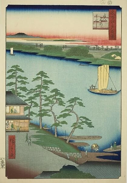 Niijuku Ferry (Niijuku no watashi), from the series 'One Hundred Famous Views of Edo... 1857. Creator: Ando Hiroshige. Niijuku Ferry (Niijuku no watashi), from the series 'One Hundred Famous Views of Edo... 1857. Creator: Ando Hiroshige