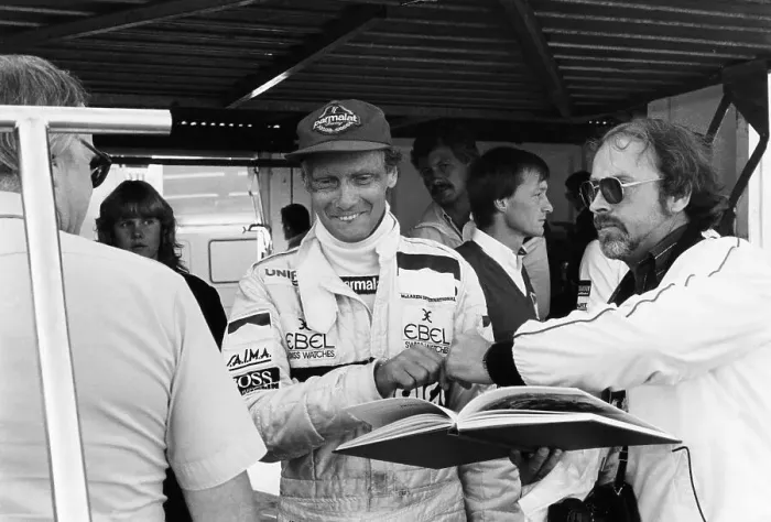 Framed Print : Niki Lauda, F1 driver for Marlboro McLaren, at the European Grand Prix, Brands Hatch, Kent, 1983 Framed Print : Niki Lauda, F1 driver for Marlboro McLaren, at the European Grand Prix, Brands Hatch, Kent, 1983
