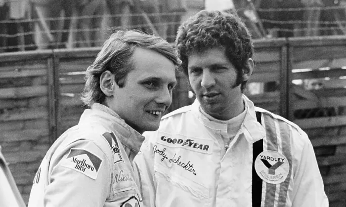 Framed Print : Niki Lauda and Jody Schekter, Race of Champions, Brands Hatch, Kent, 1973 Framed Print : Niki Lauda and Jody Schekter, Race of Champions, Brands Hatch, Kent, 1973
