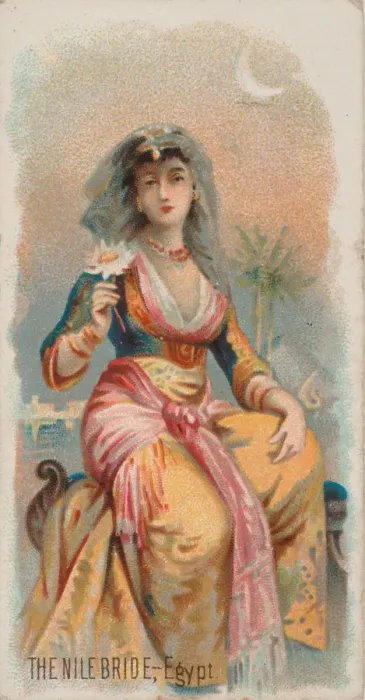 Framed Print : The Nile Bride, Egypt, from the Holidays series (N80) for Duke brand cigarettes, 1890 Framed Print : The Nile Bride, Egypt, from the Holidays series (N80) for Duke brand cigarettes, 1890