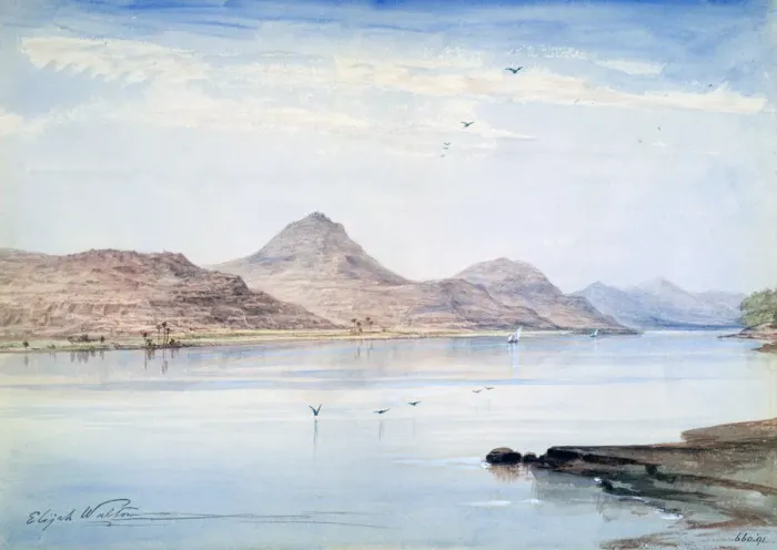 Framed Print : On the Nile, Gebel el Mody, Nubia, 1861. Artist: Elijah Walton Framed Print : On the Nile, Gebel el Mody, Nubia, 1861. Artist: Elijah Walton