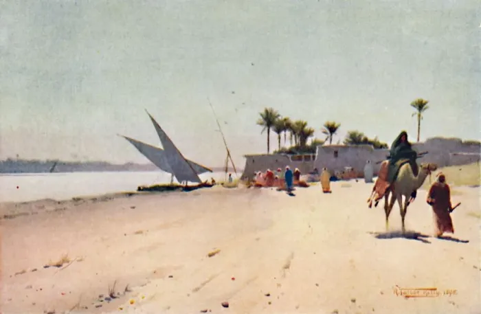 Framed Print : A Nile Village, c1880, (1904). Artist: Robert George Talbot Kelly Framed Print : A Nile Village, c1880, (1904). Artist: Robert George Talbot Kelly