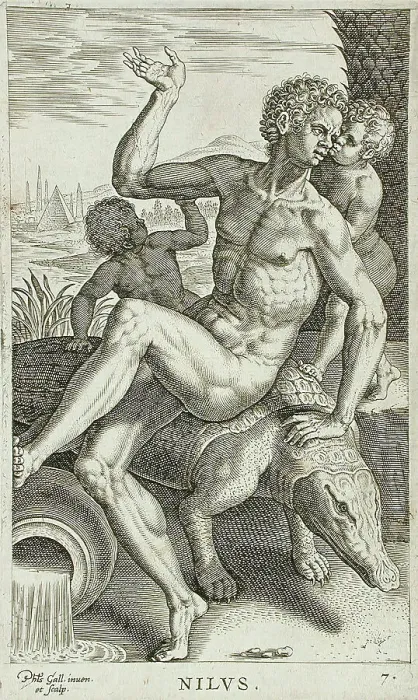 Framed Print : Nilus, 1586. Creator: Philip Galle Framed Print : Nilus, 1586. Creator: Philip Galle