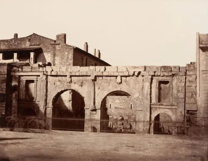 Framed Print : Nimes, Porte d Auguste, ca. 1864. Creator: Edouard Baldus Framed Print : Nimes, Porte d Auguste, ca. 1864. Creator: Edouard Baldus