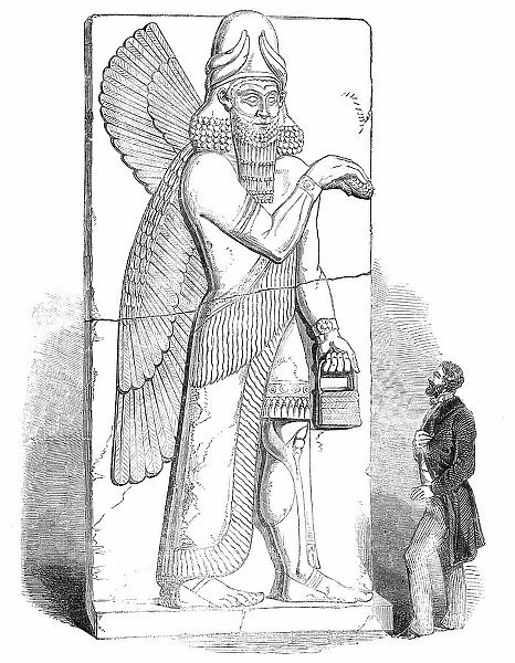 Nimroud Sculptures at the British Museum - Colossal Figure of Winged Man or Divinity, 1850. Creator: Unknown