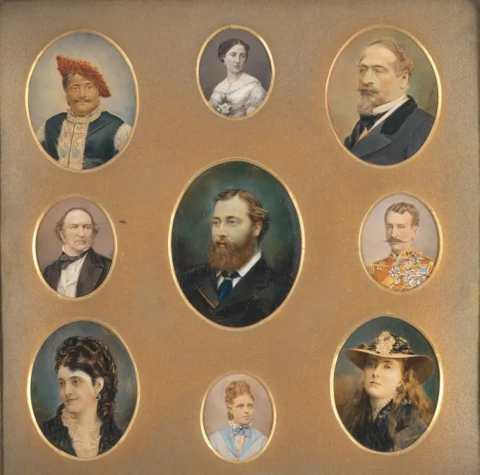 Framed Print : [Nine Portraits in Original Passe-Partout], 1880s. Creator: James William Bailey
